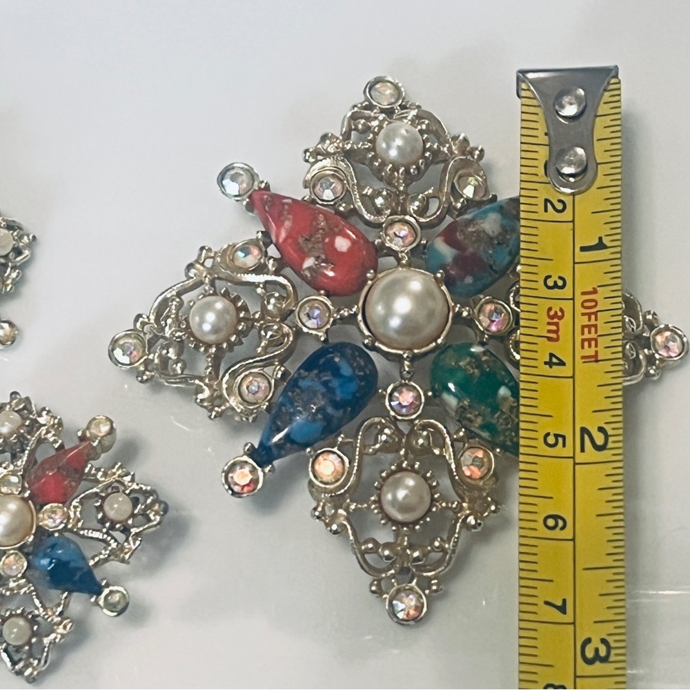 Vintage 60s Sarah Coventry Signed Galaxy Brooch and Earring set - Picture 5 of 8